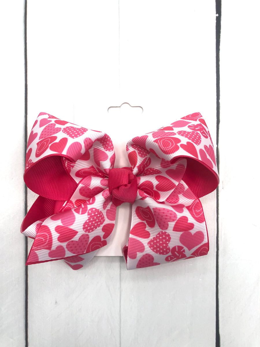 Pink Hearts Layered 5" Grosgrain Bows 529 Hollin Hall